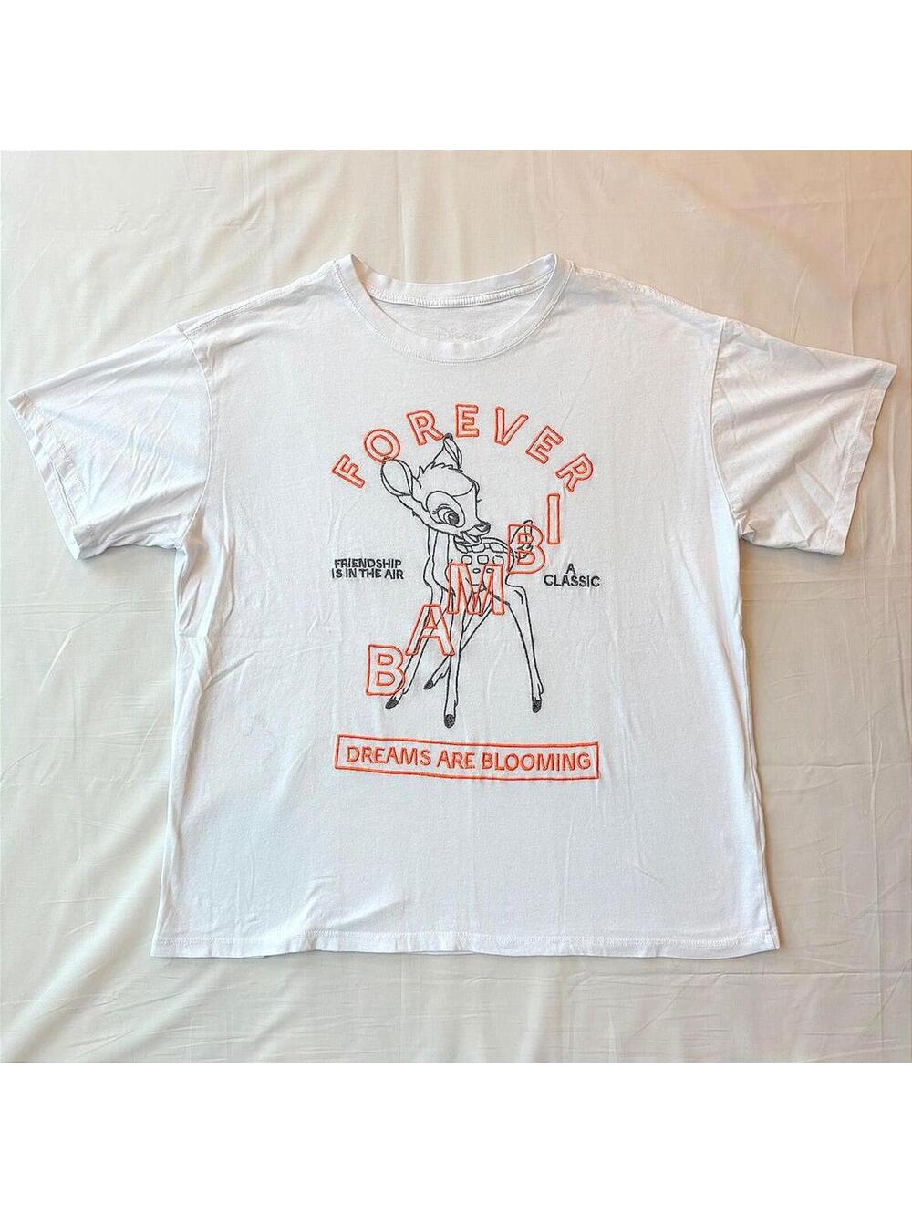 Disney Forever Bambi "Dreams Are Blooming" Embroidered Graphic T-Shirt XL